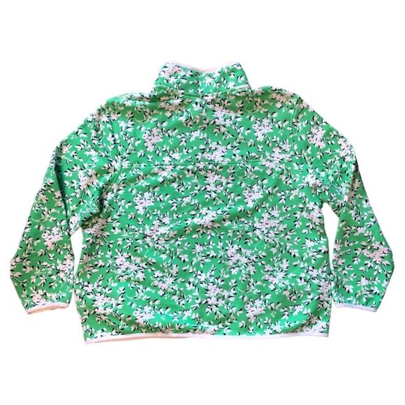 Draper James Lands' End Women's Serious Sweats Snap Neck Pullover Pale Green - Picture 2 of 5